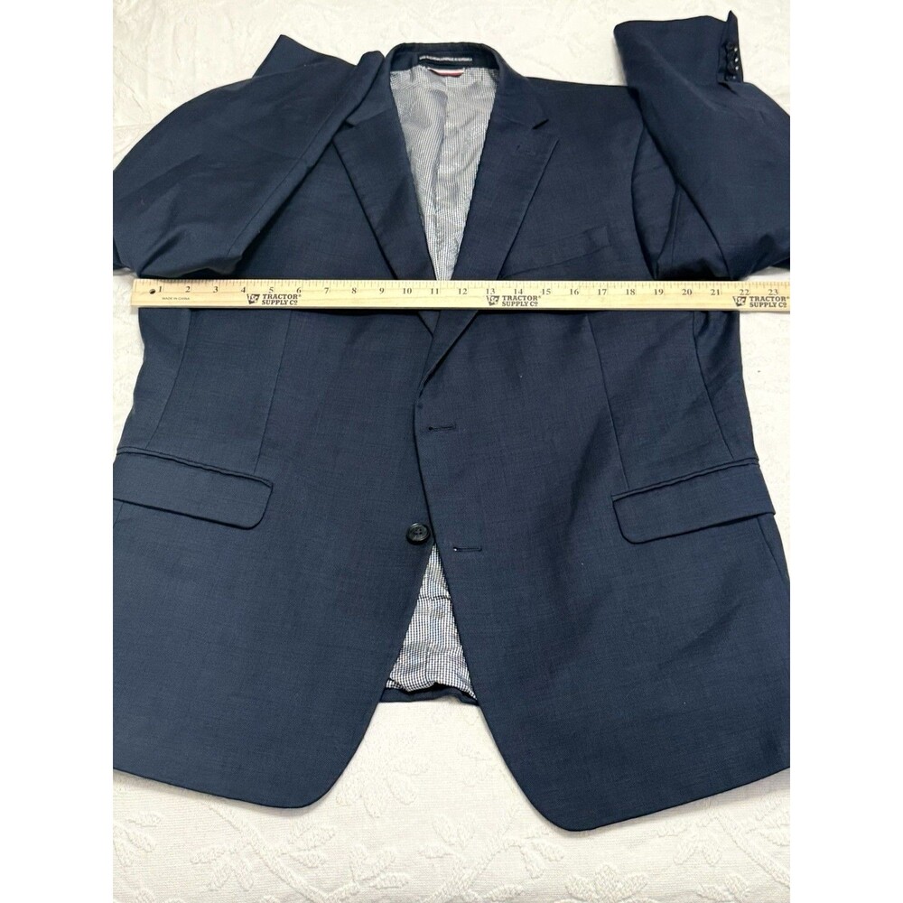 Tommy Hilfiger Navy Wool Blend Blazer 44R Stretch Suit Jacket Men EUC Preppy - Picture 7 of 16